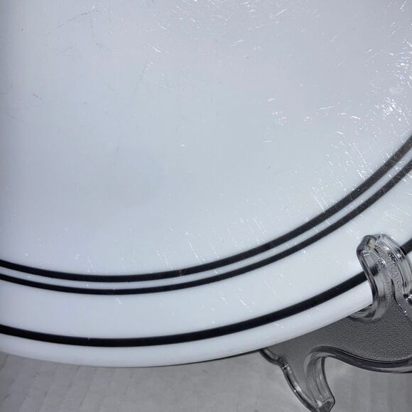 CORELLE Classic Cafe Black Stripe on White Dinner Plate 10.25 inch Diameter - Picture 4 of 7